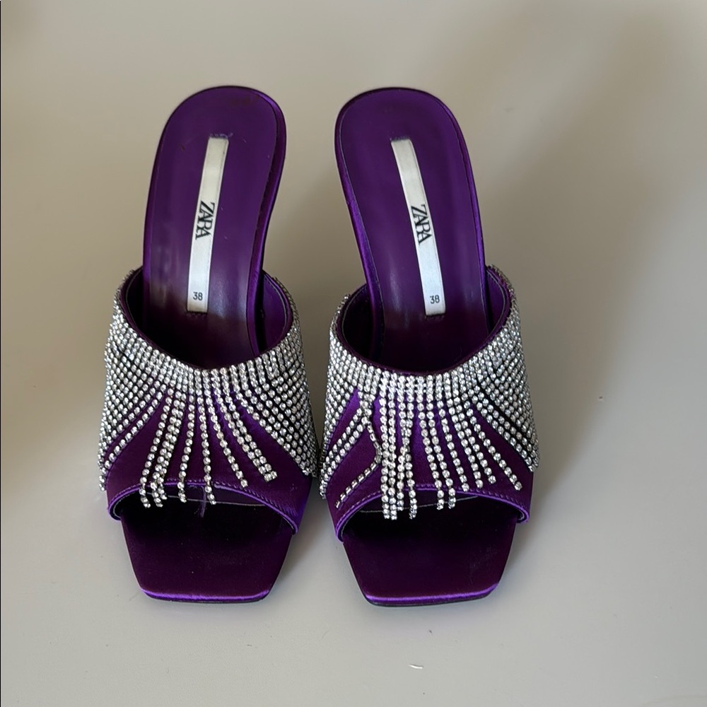 Zara Purple Beaded Women's Heels